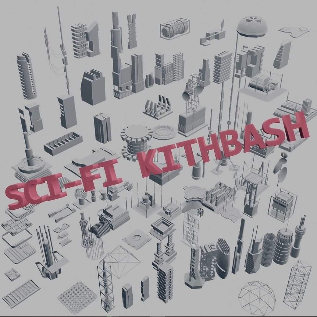 100 SCI-FI KITBASH SET Low-poly 3D model_5