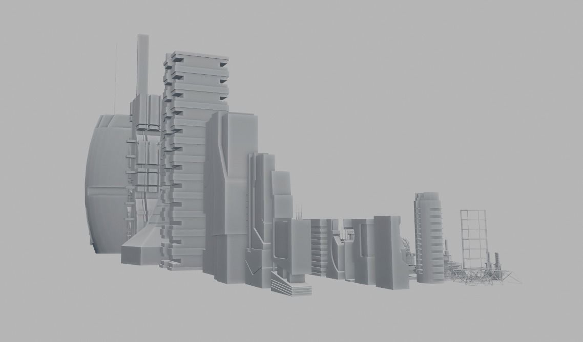 100 SCI-FI KITBASH SET Low-poly 3D model_12