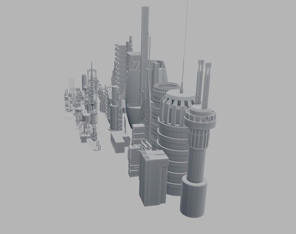 100 SCI-FI KITBASH SET Low-poly 3D model_16