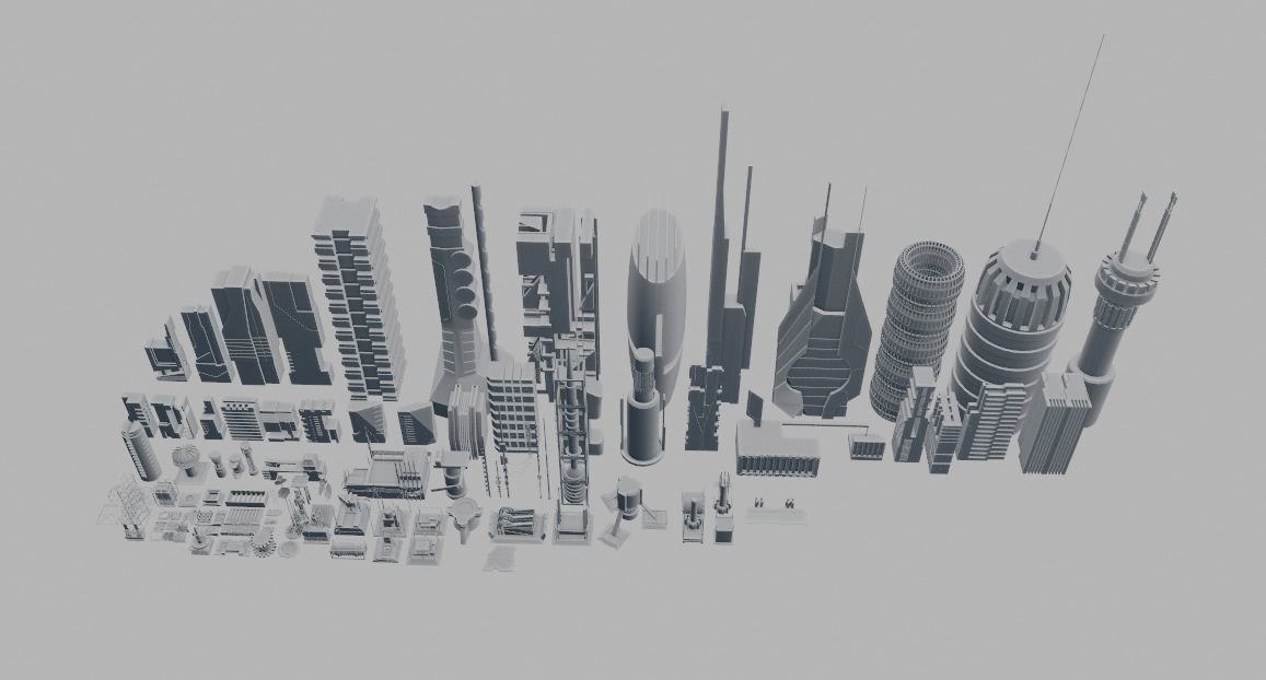 100 SCI-FI KITBASH SET Low-poly 3D model_21