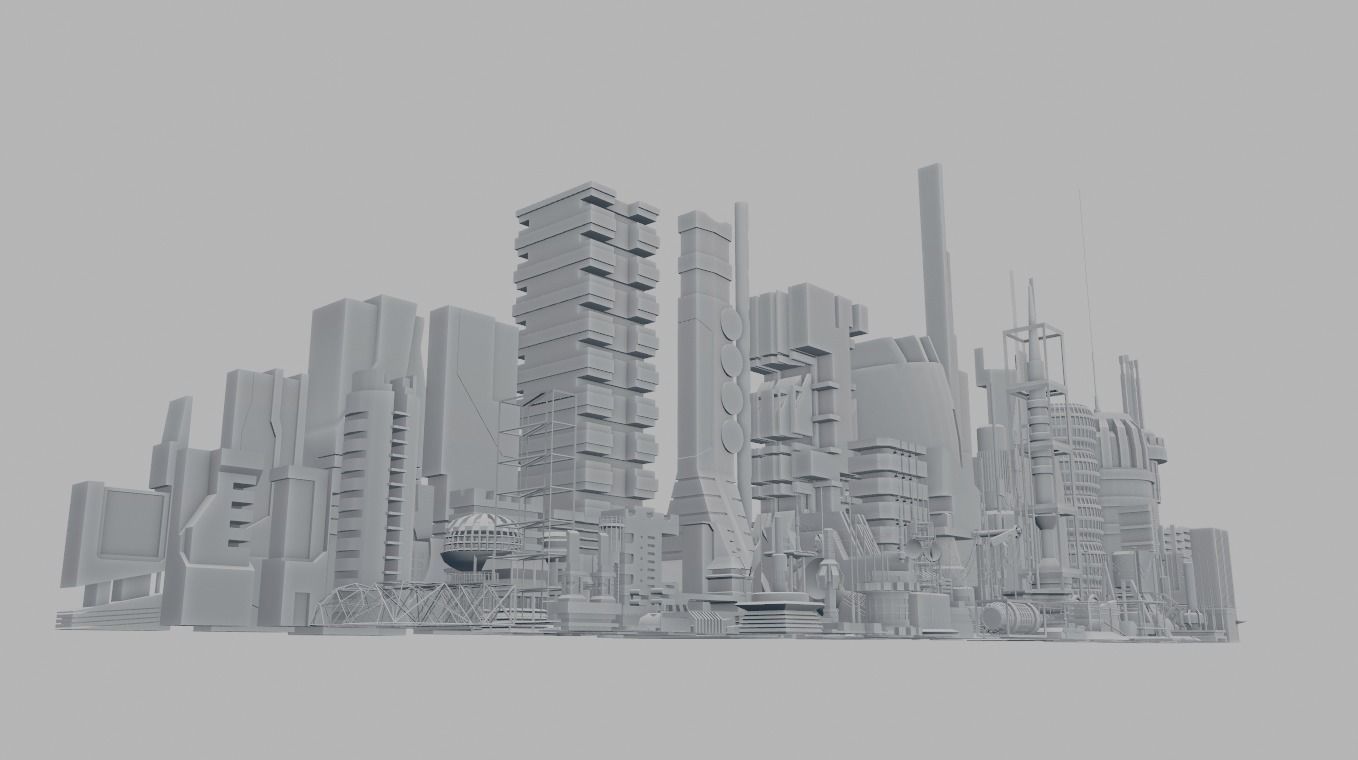 100 SCI-FI KITBASH SET Low-poly 3D model_15