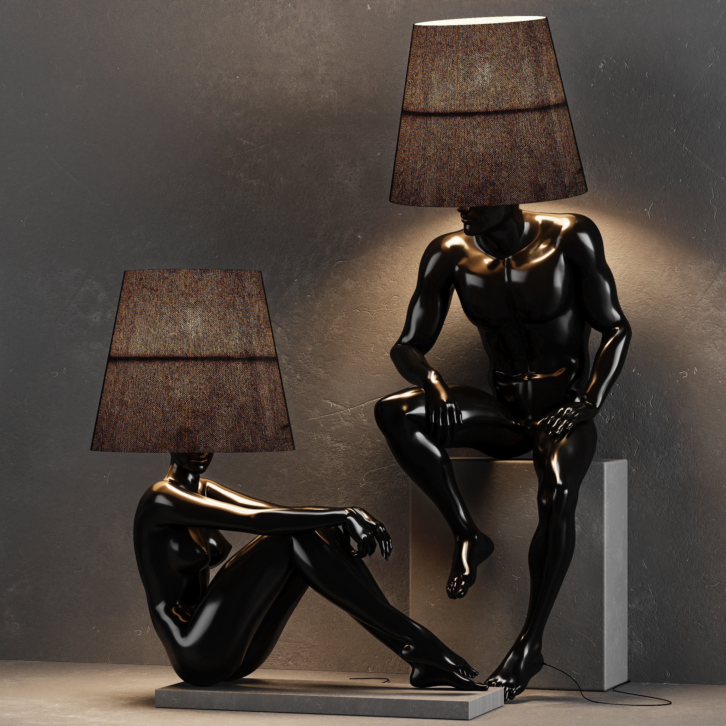 Hommer human lampshade Floor lamp 3D model_3