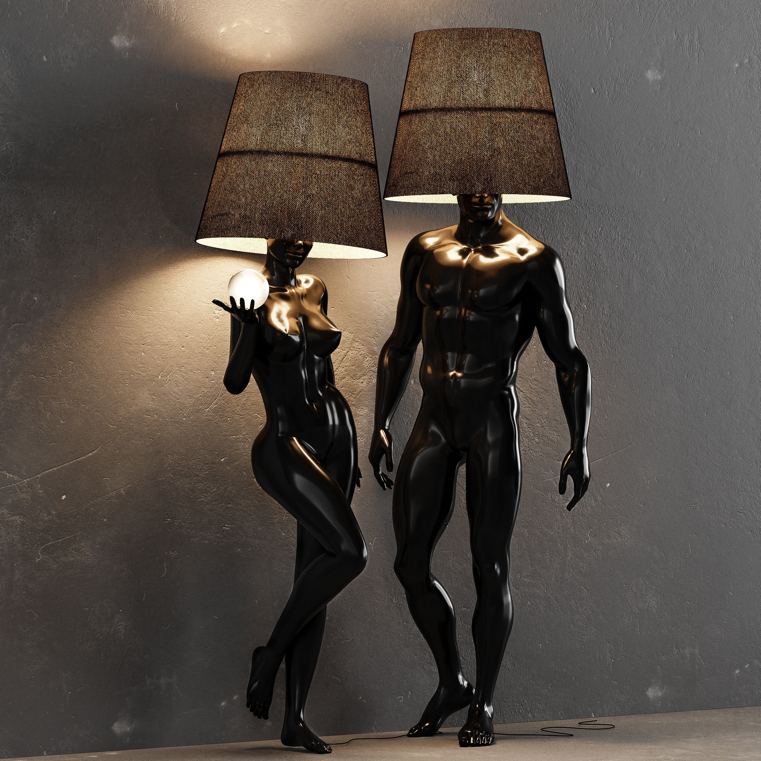 Hommer human lampshade Floor lamp 3D model_2