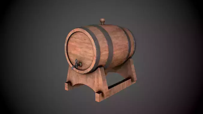 Wine Barrel Dirty Low-poly 3D model