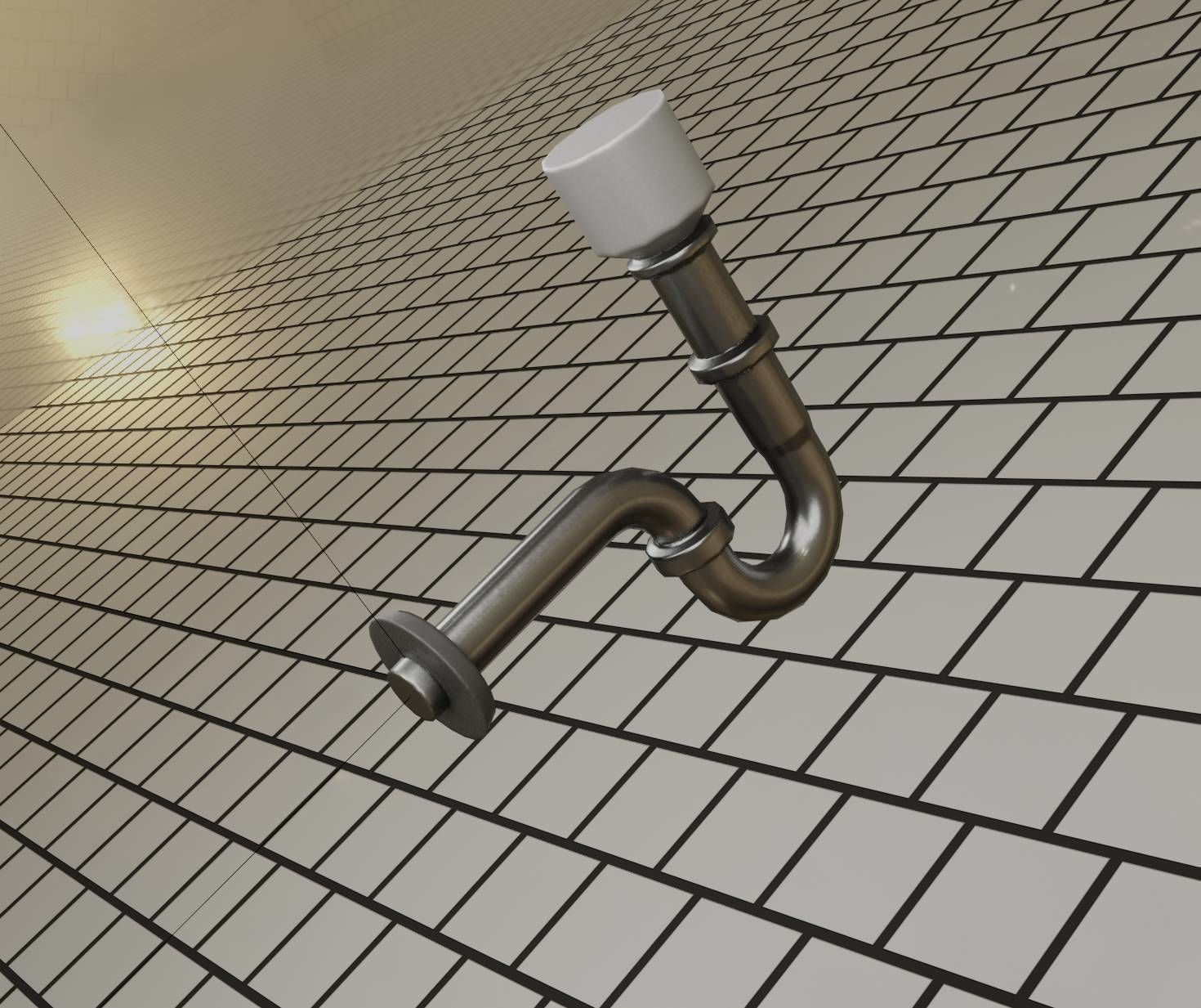 Metal Sink Siphon Low-poly 3D model_13
