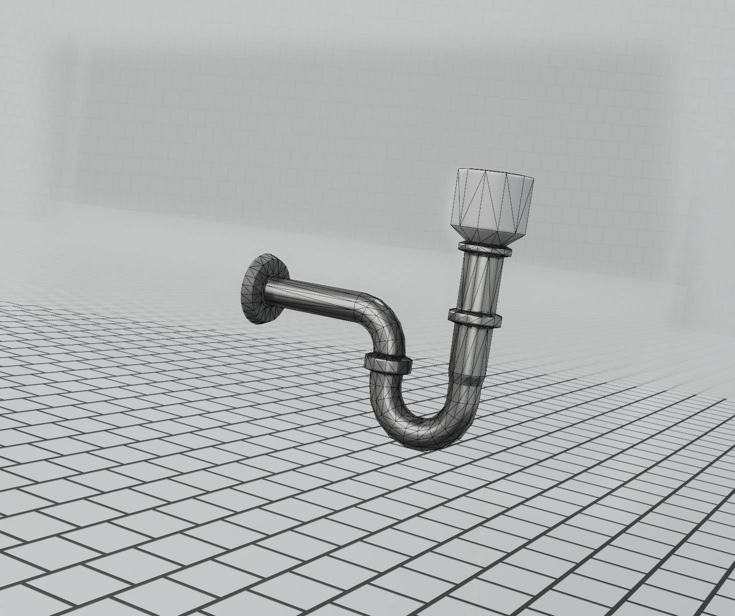 Metal Sink Siphon Low-poly 3D model_59