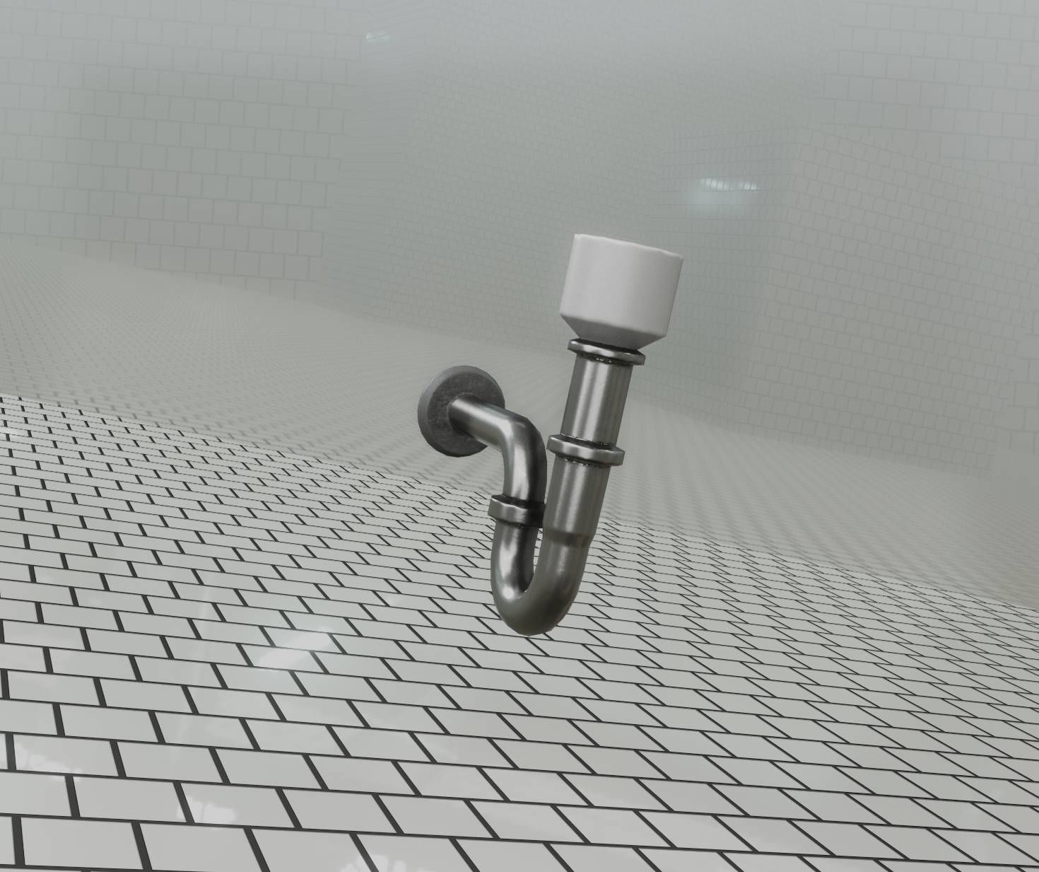 Metal Sink Siphon Low-poly 3D model_89