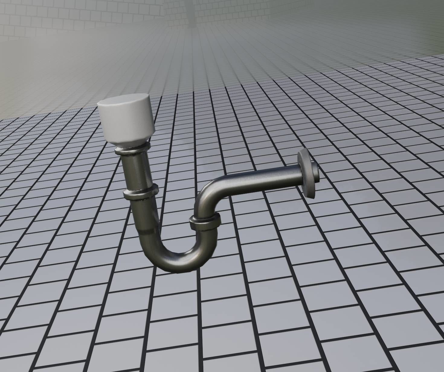 Metal Sink Siphon Low-poly 3D model_16