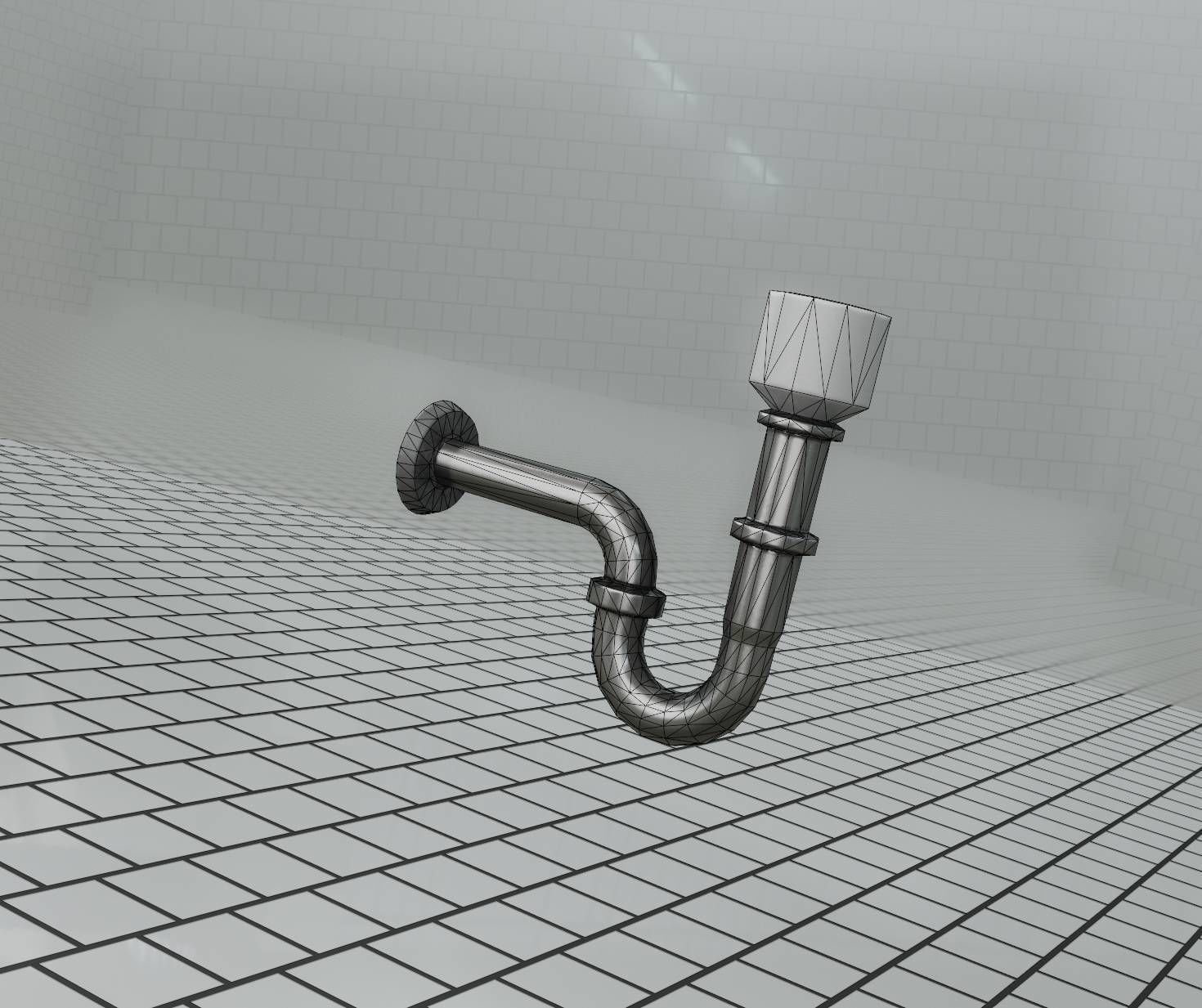 Metal Sink Siphon Low-poly 3D model_90