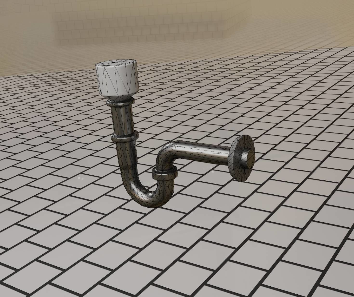 Metal Sink Siphon Low-poly 3D model_15