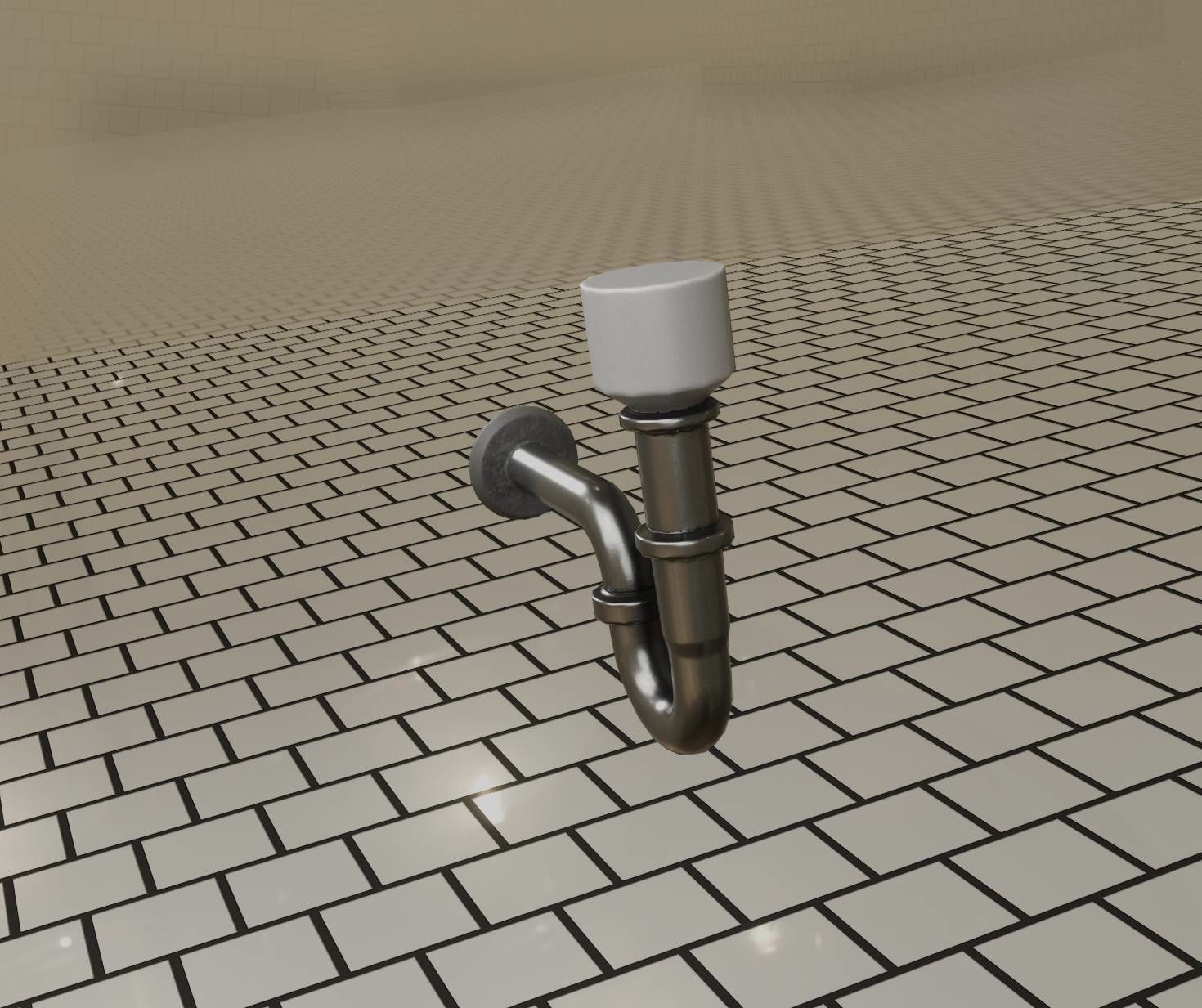 Metal Sink Siphon Low-poly 3D model_80