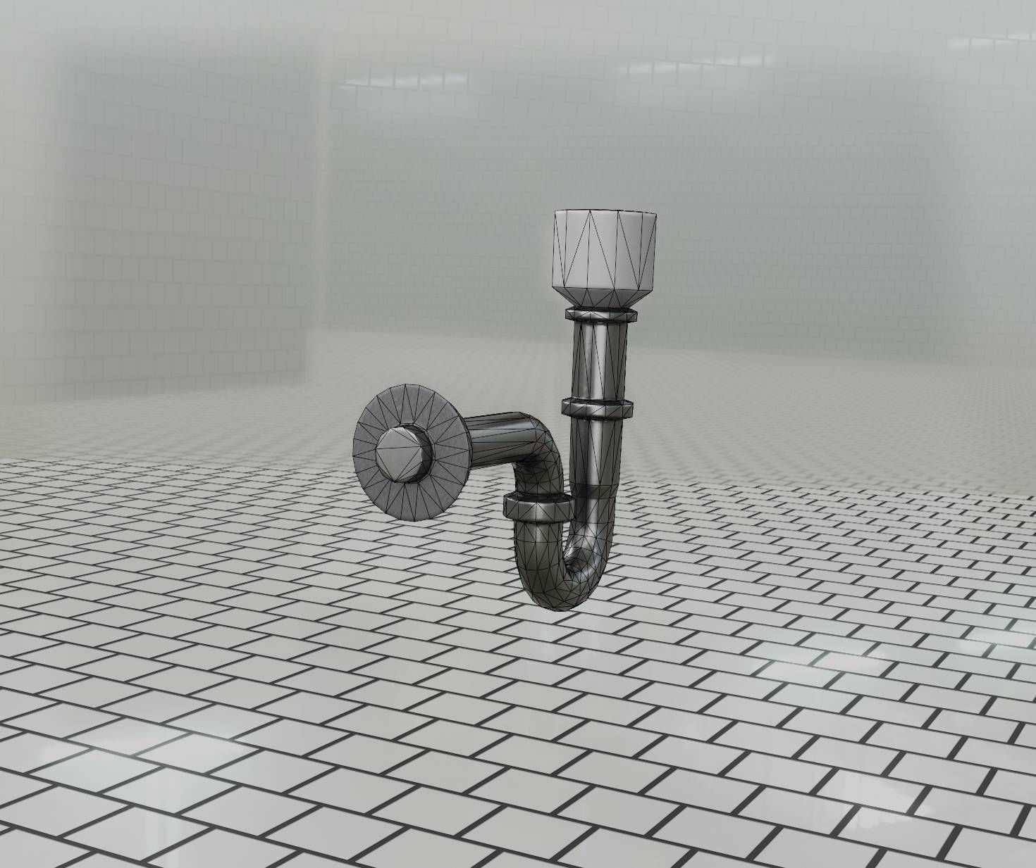 Metal Sink Siphon Low-poly 3D model_22