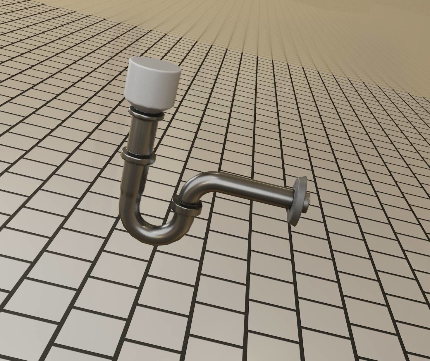 Metal Sink Siphon Low-poly 3D model_40