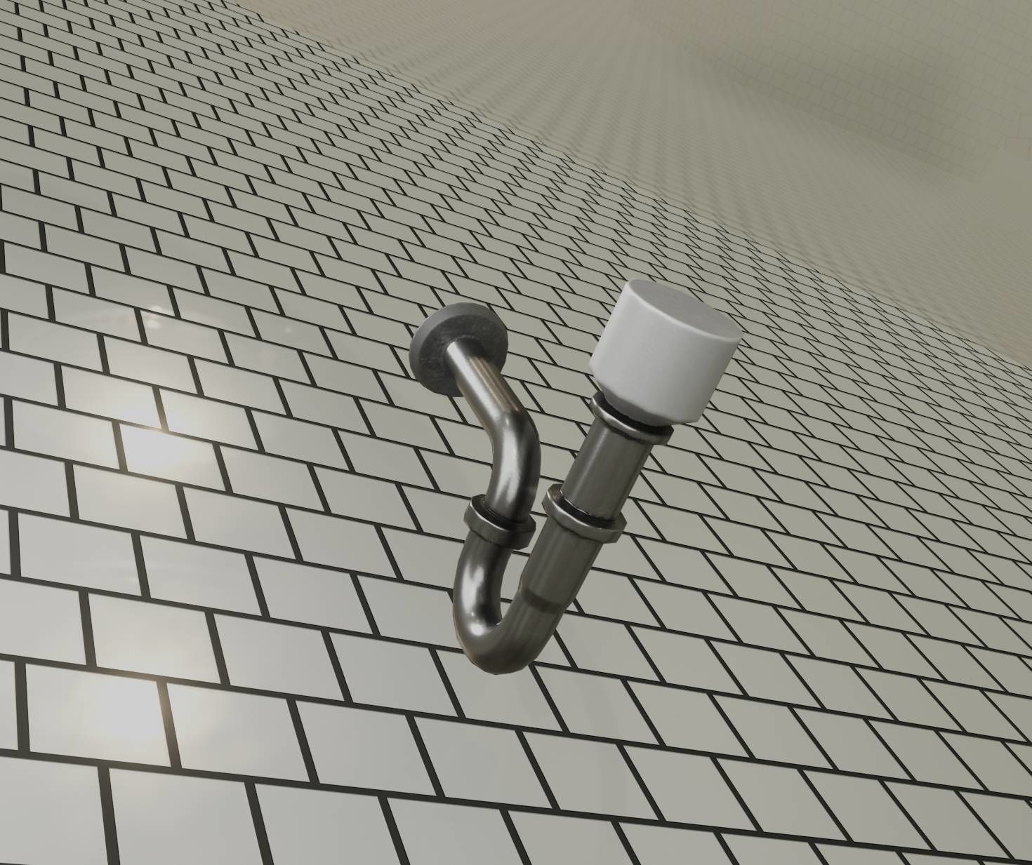 Metal Sink Siphon Low-poly 3D model_38