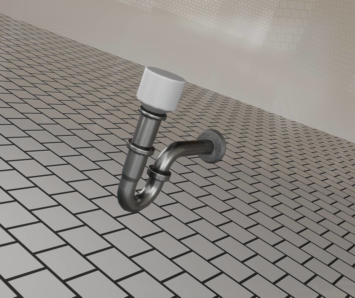 Metal Sink Siphon Low-poly 3D model_48