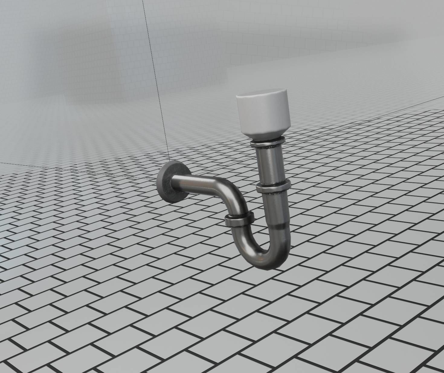 Metal Sink Siphon Low-poly 3D model_30