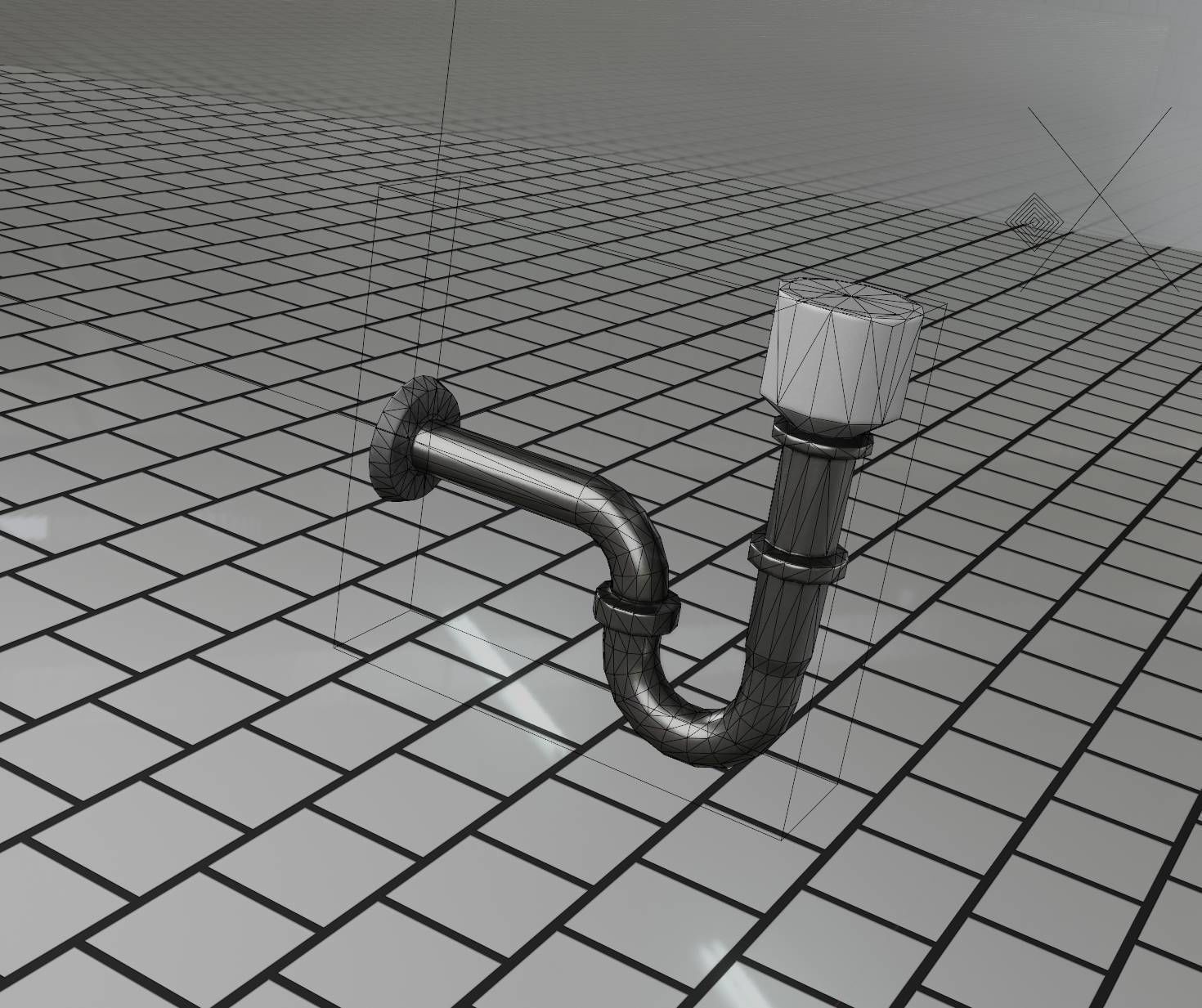 Metal Sink Siphon Low-poly 3D model_70