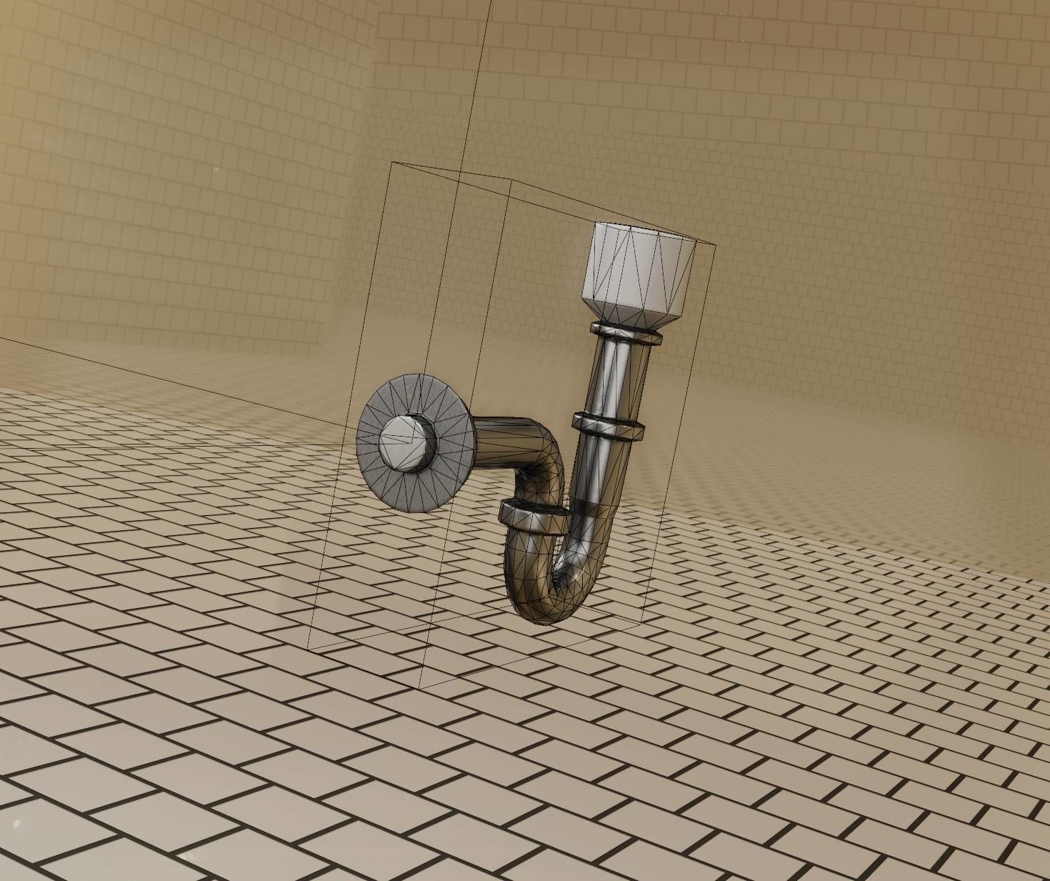 Metal Sink Siphon Low-poly 3D model_53