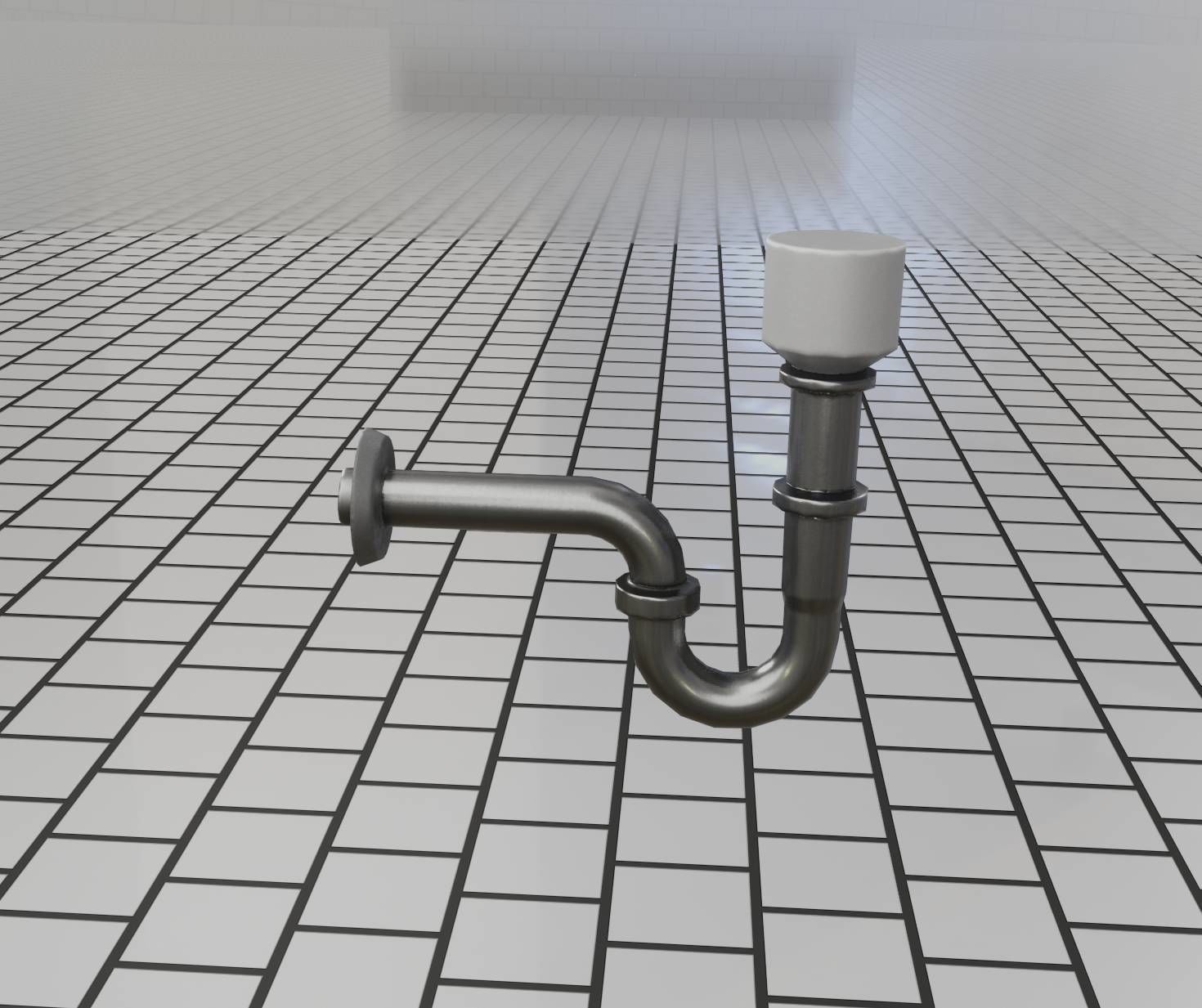 Metal Sink Siphon Low-poly 3D model_51