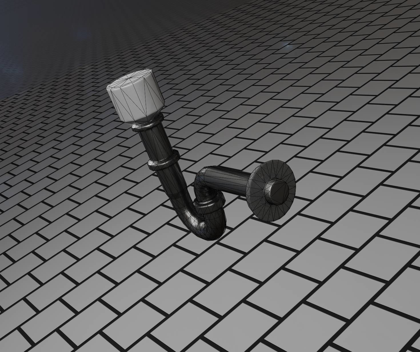 Metal Sink Siphon Low-poly 3D model_76