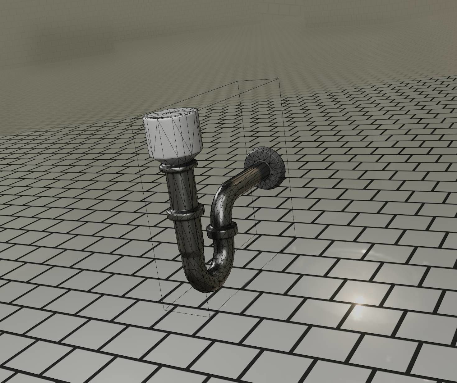 Metal Sink Siphon Low-poly 3D model_79