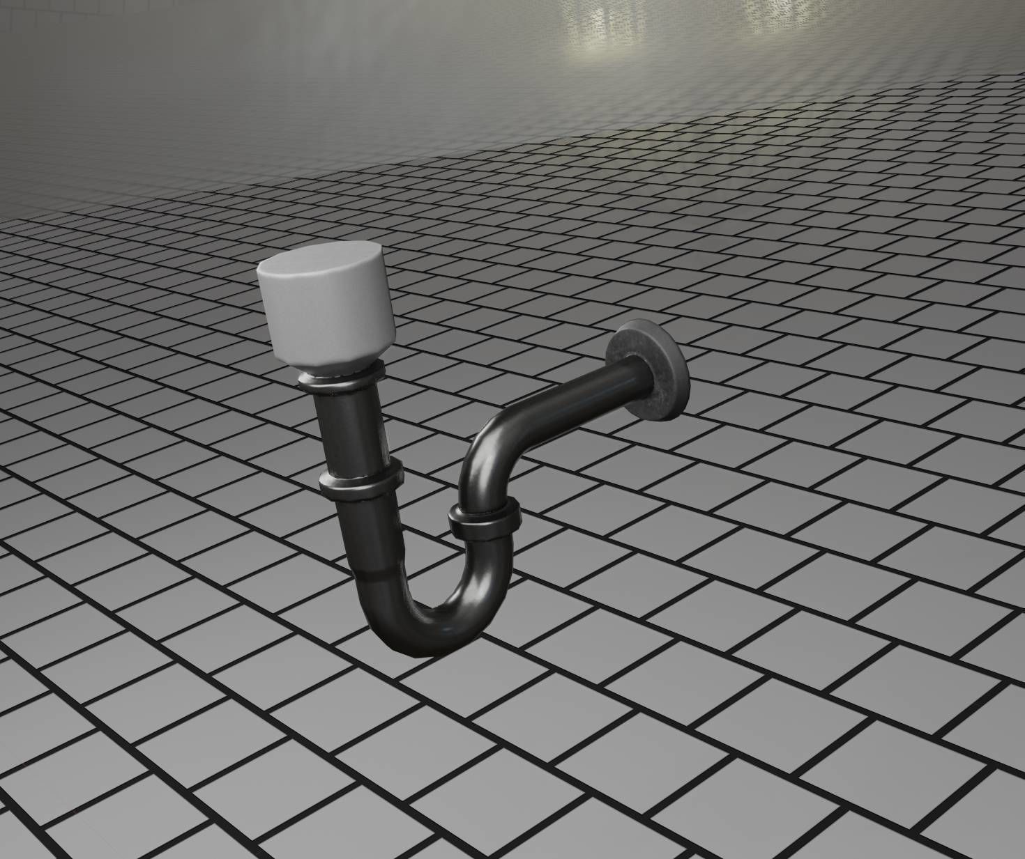 Metal Sink Siphon Low-poly 3D model_10