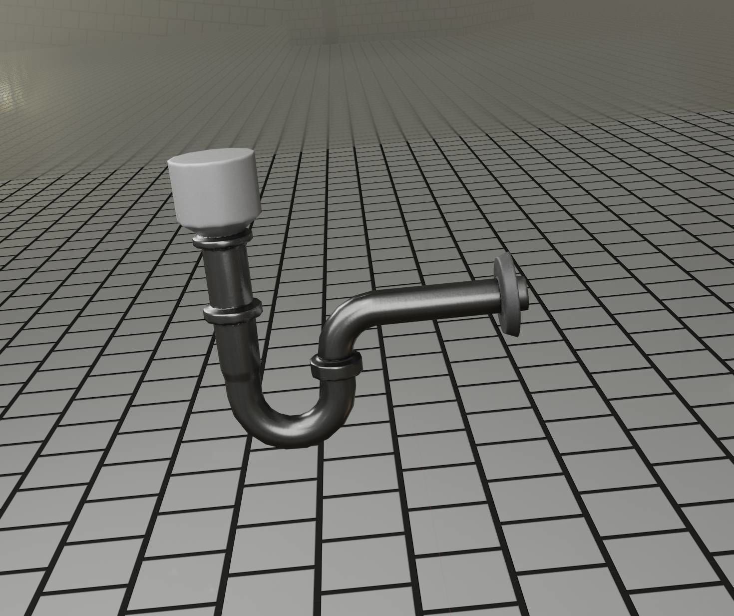 Metal Sink Siphon Low-poly 3D model_78