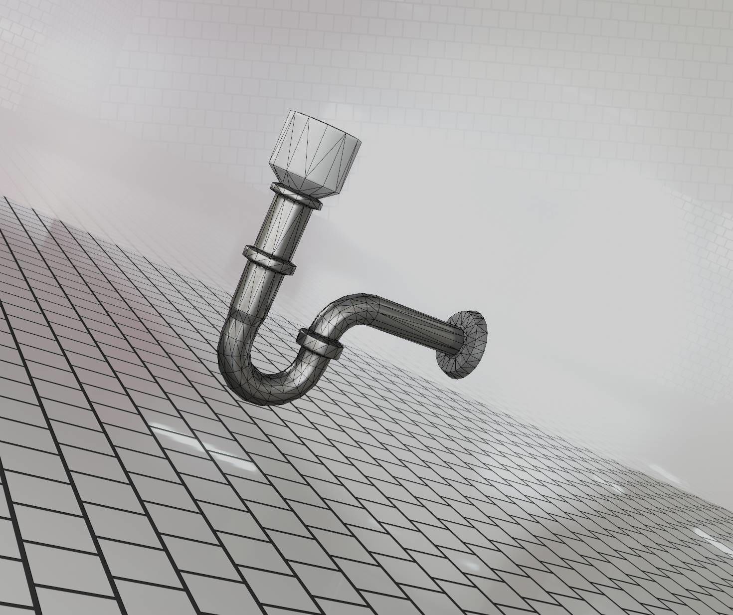 Metal Sink Siphon Low-poly 3D model_25