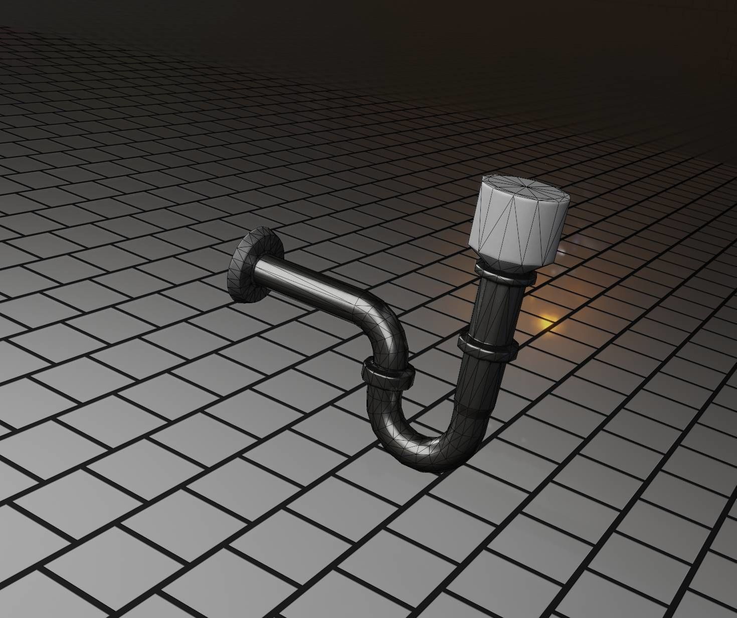 Metal Sink Siphon Low-poly 3D model_8