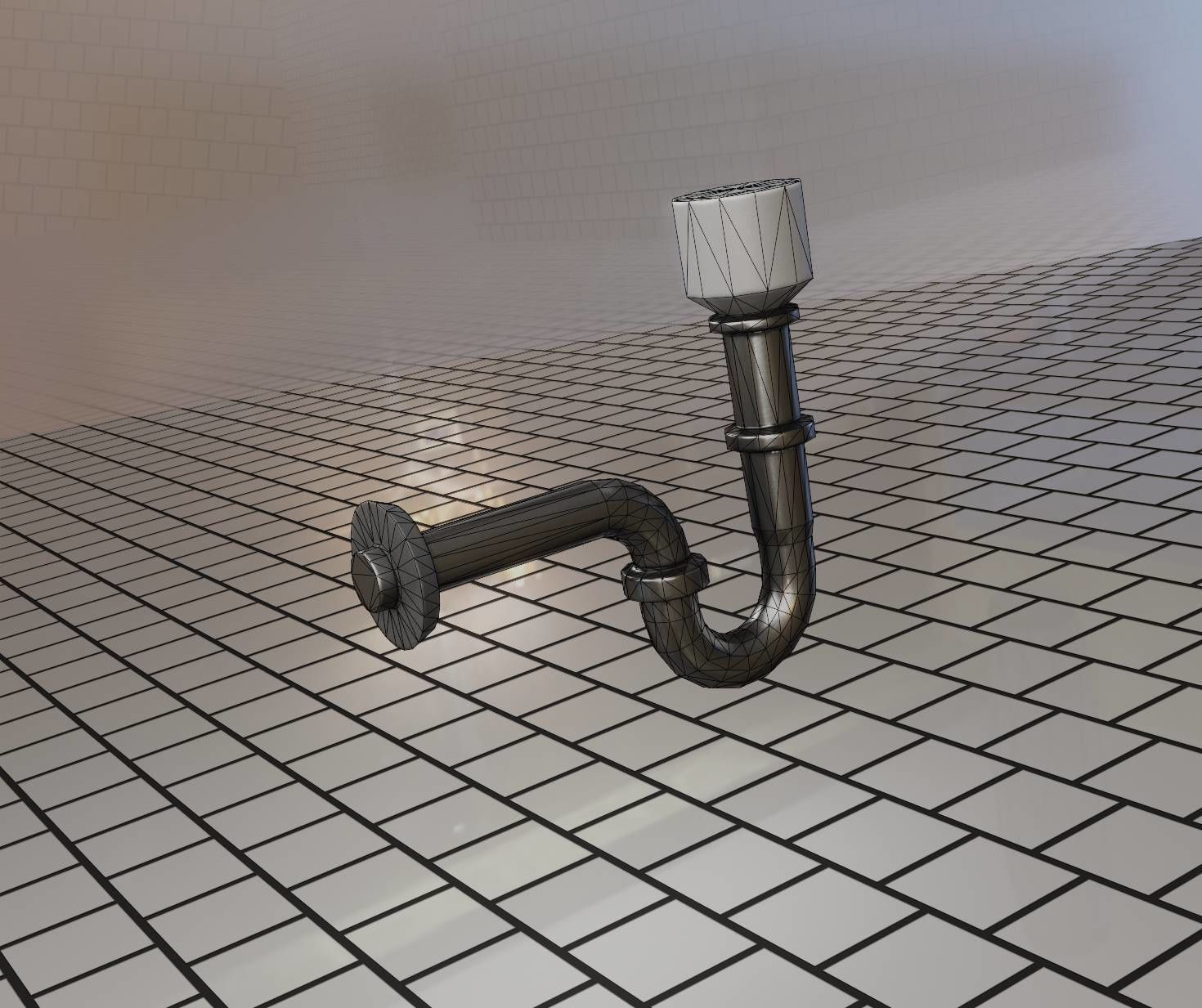 Metal Sink Siphon Low-poly 3D model_32