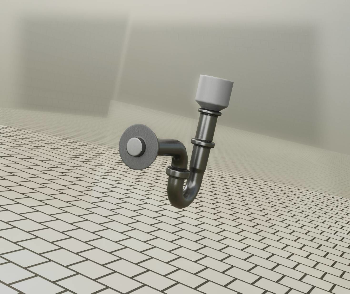 Metal Sink Siphon Low-poly 3D model_84