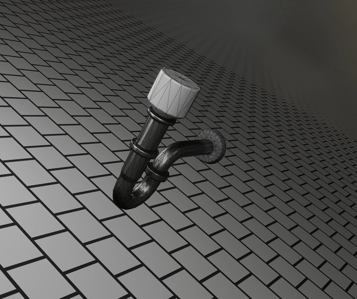 Metal Sink Siphon Low-poly 3D model_5