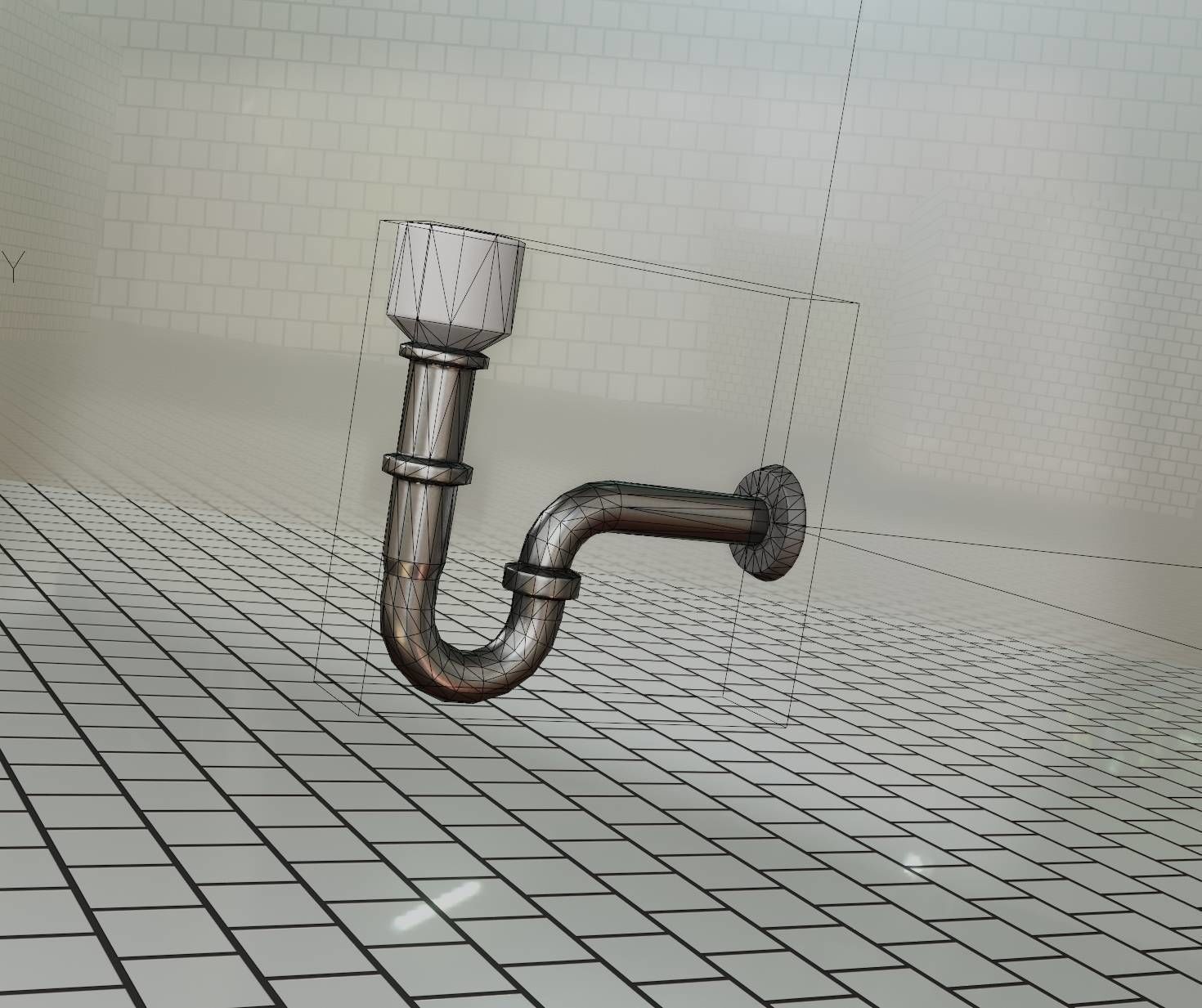 Metal Sink Siphon Low-poly 3D model_87