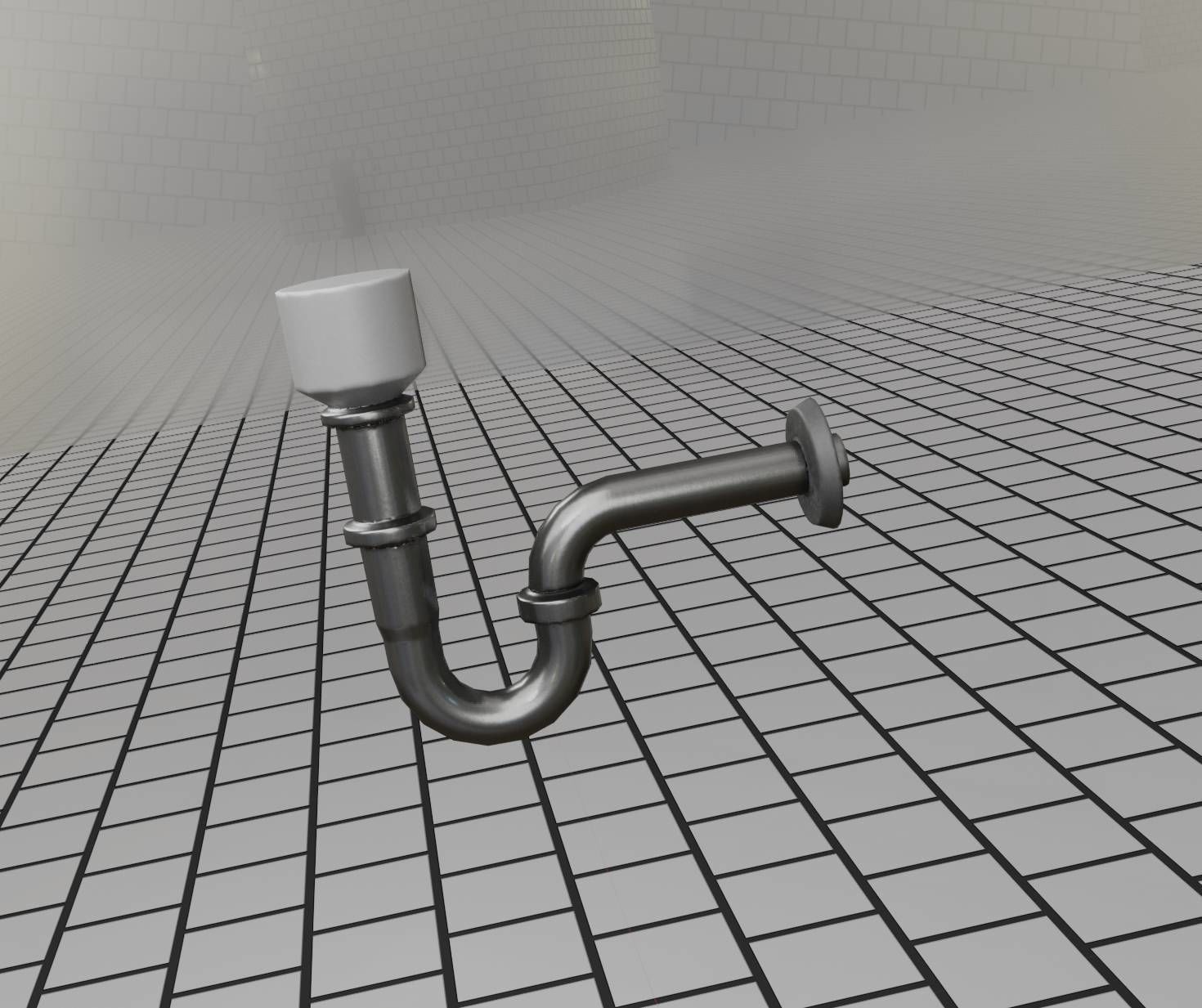 Metal Sink Siphon Low-poly 3D model_35