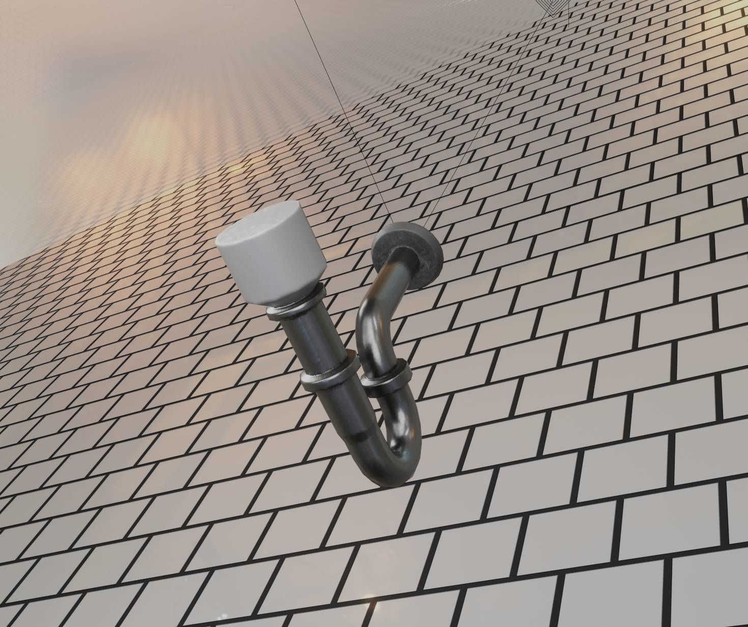 Metal Sink Siphon Low-poly 3D model_98