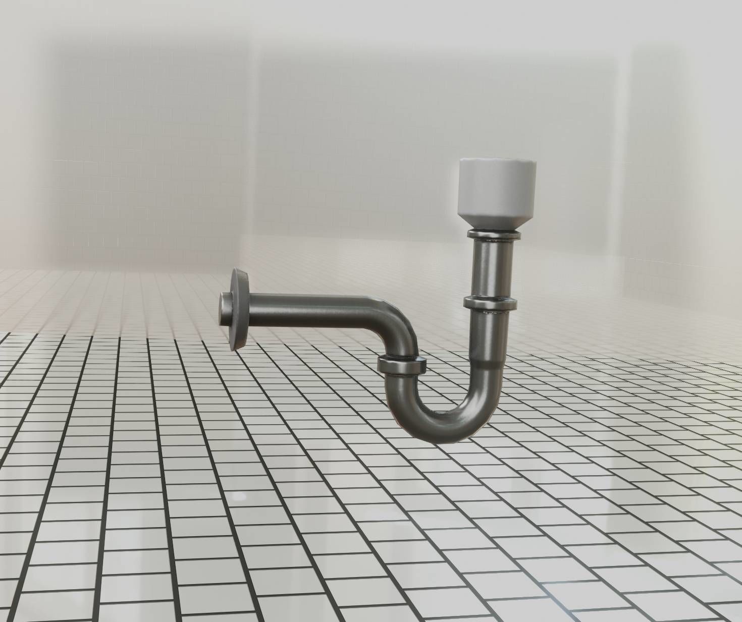 Metal Sink Siphon Low-poly 3D model_21
