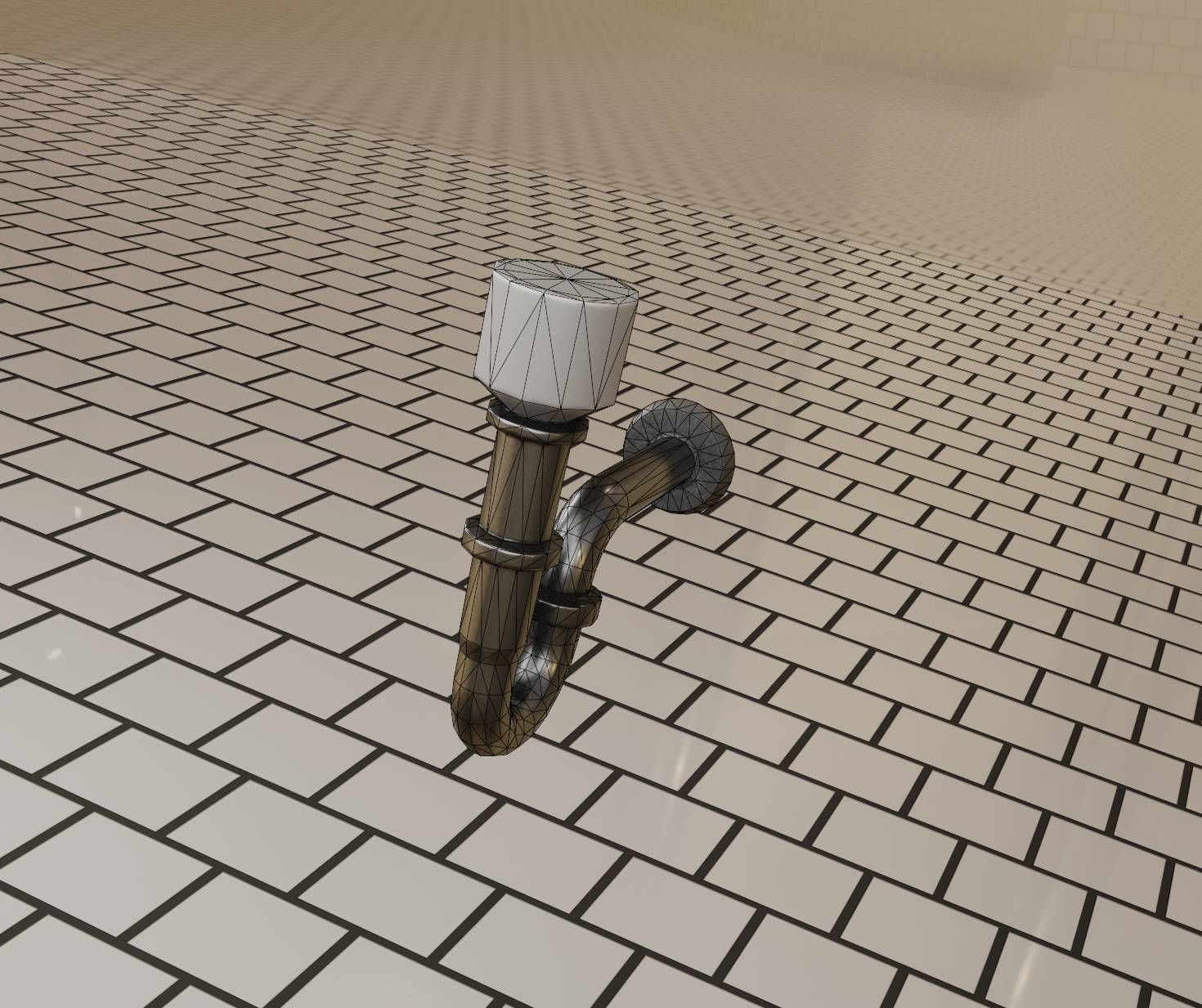 Metal Sink Siphon Low-poly 3D model_42