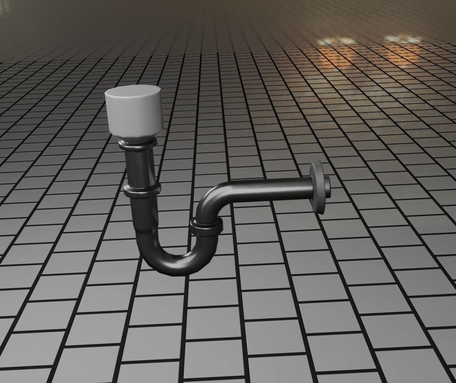 Metal Sink Siphon Low-poly 3D model_9
