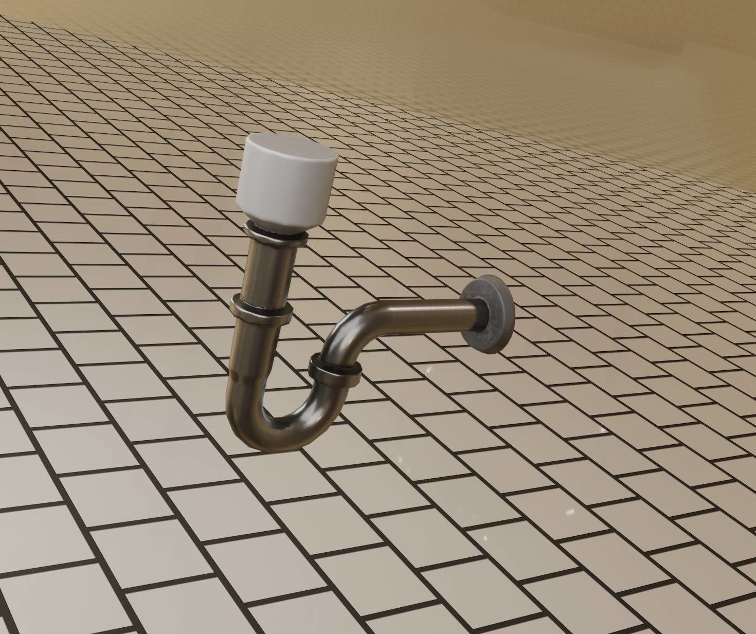 Metal Sink Siphon Low-poly 3D model_41