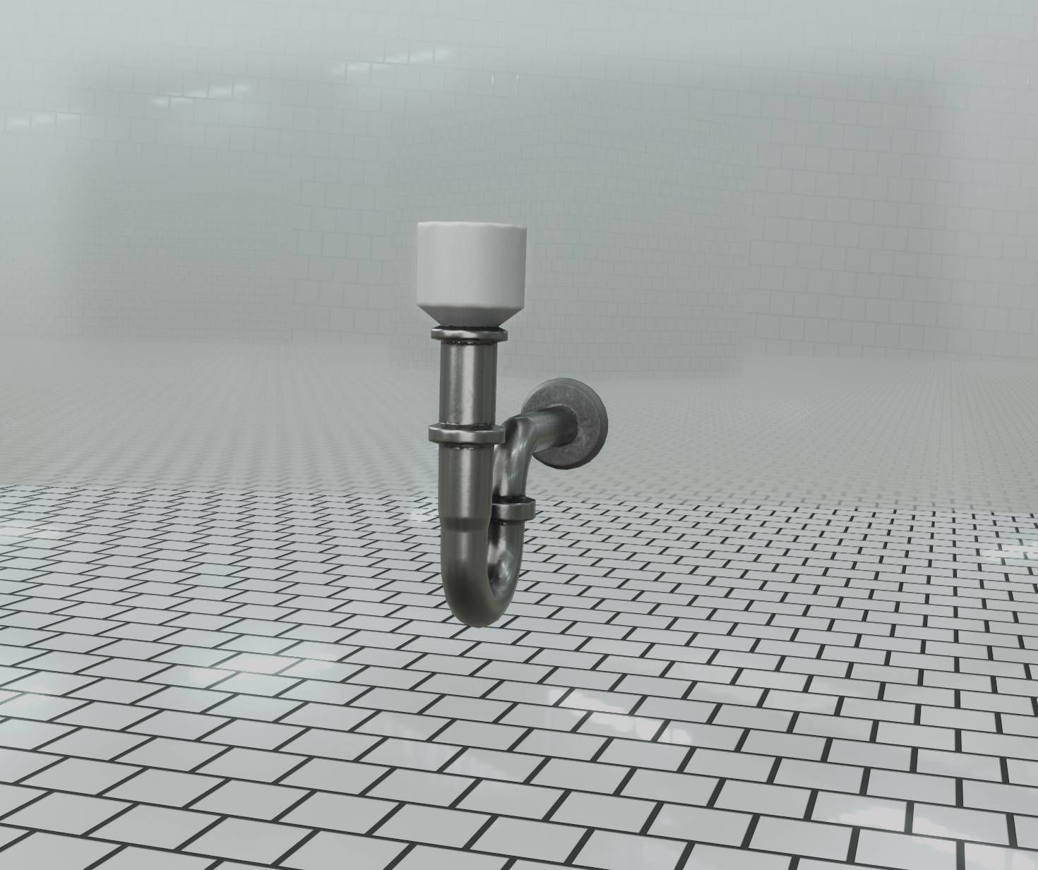 Metal Sink Siphon Low-poly 3D model_57