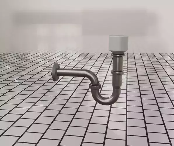 Metal Sink Siphon Low-poly 3D model