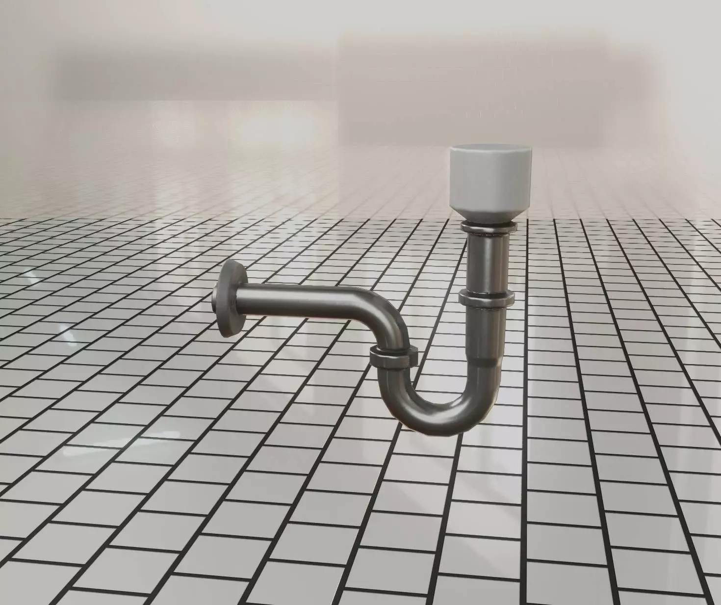 Metal Sink Siphon Low-poly 3D model_0