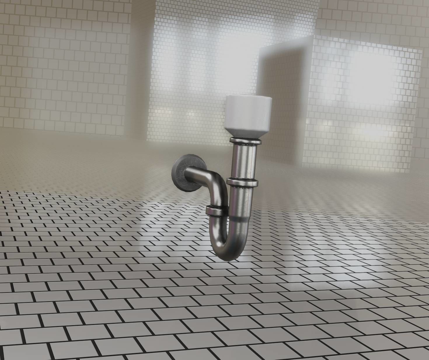 Metal Sink Siphon Low-poly 3D model_58