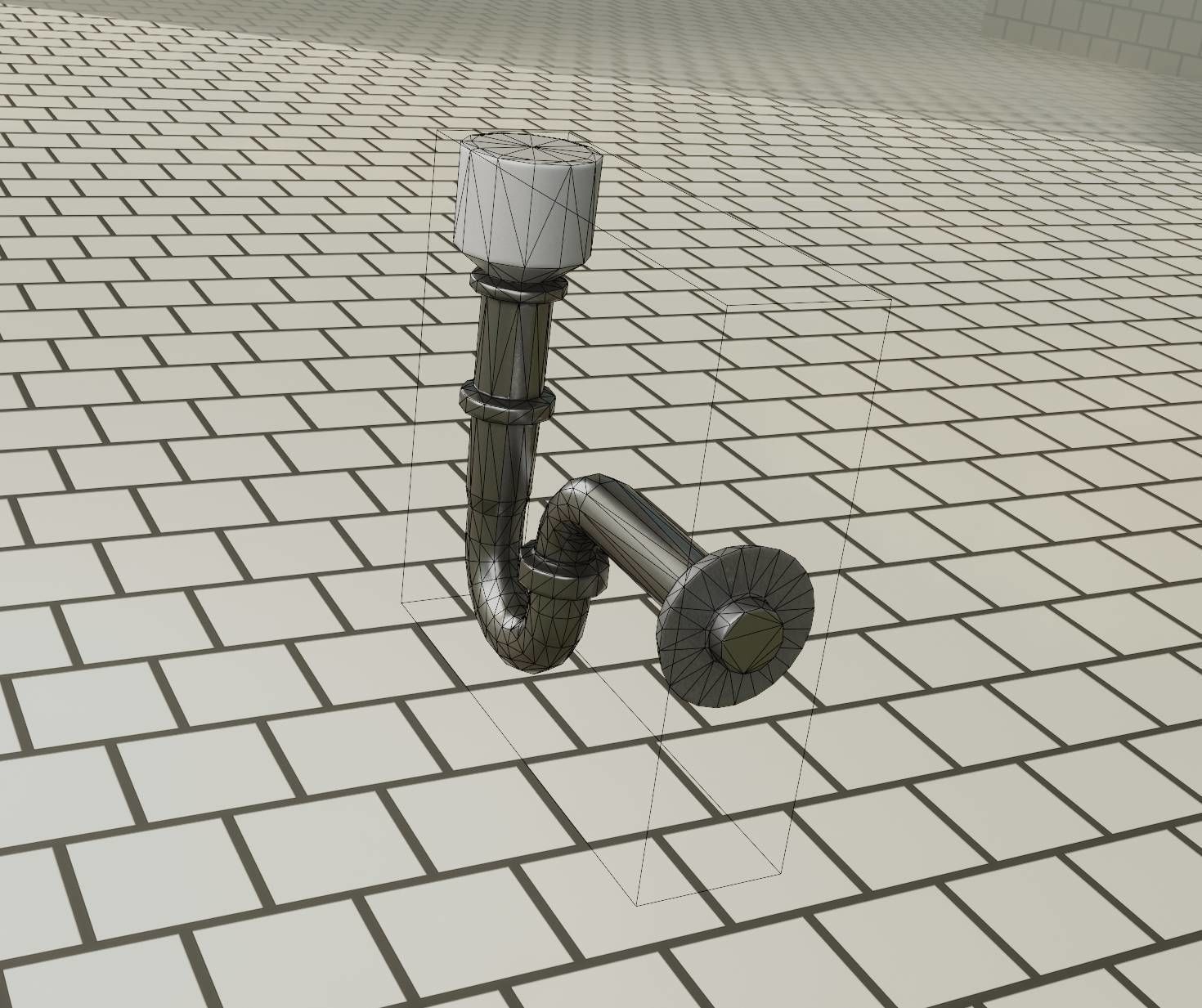 Metal Sink Siphon Low-poly 3D model_45