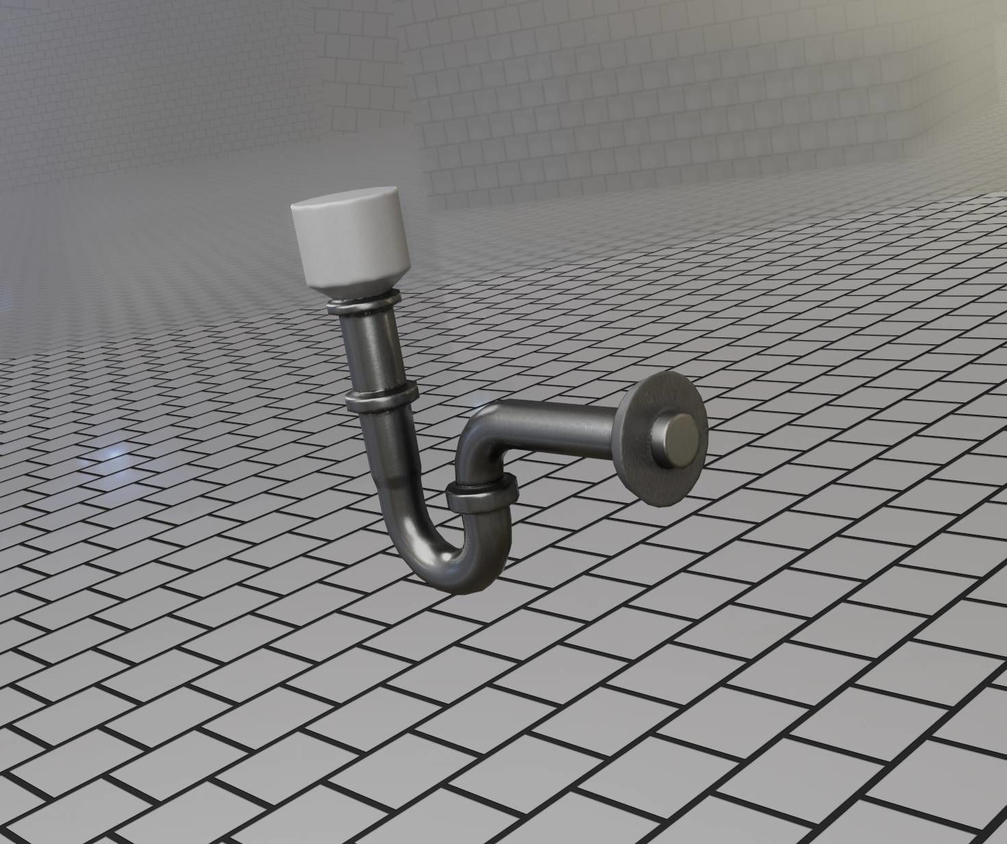 Metal Sink Siphon Low-poly 3D model_34