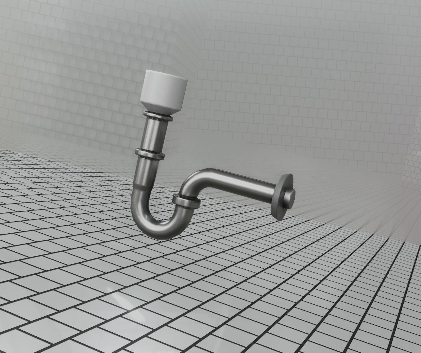 Metal Sink Siphon Low-poly 3D model_24