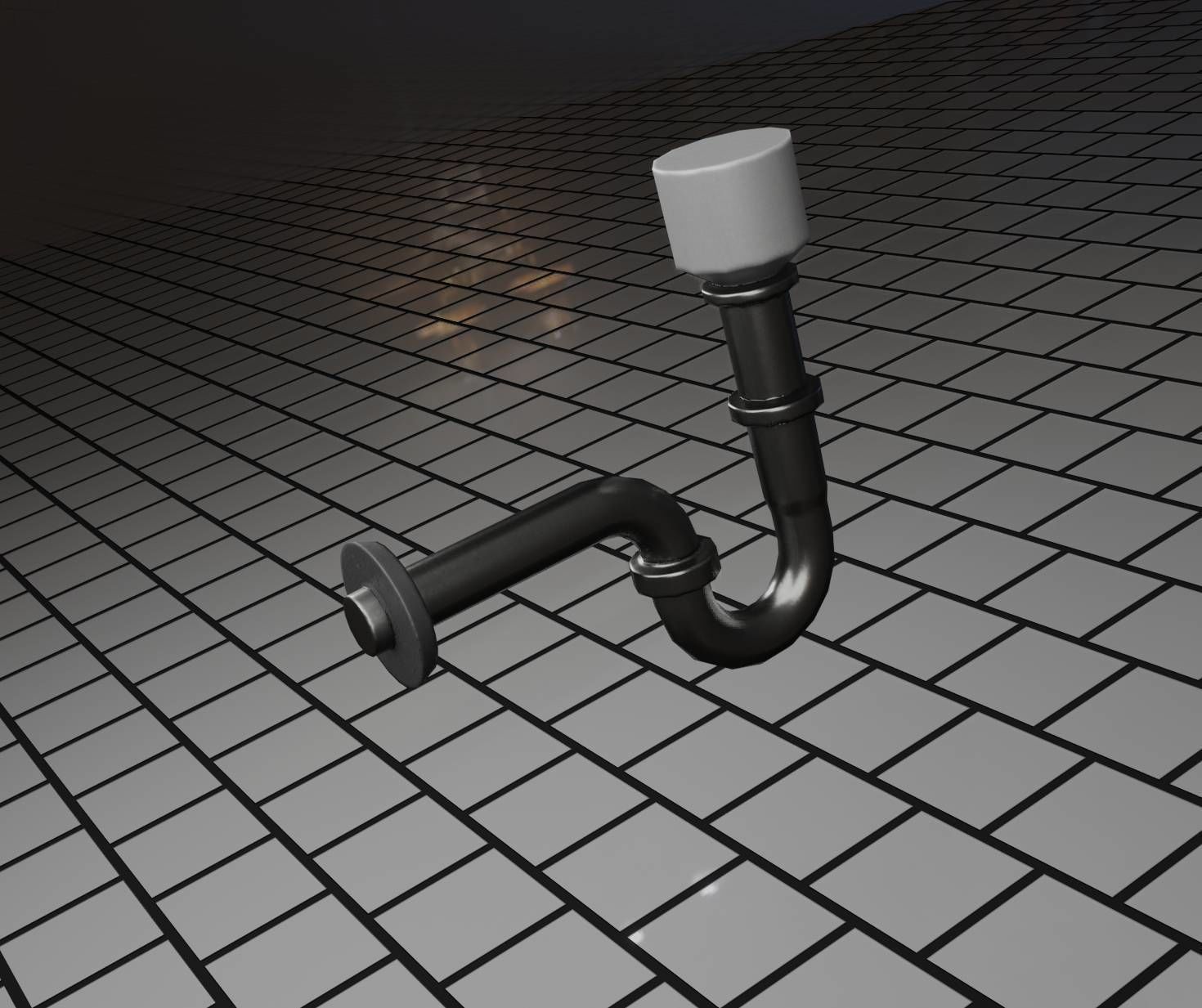 Metal Sink Siphon Low-poly 3D model_75