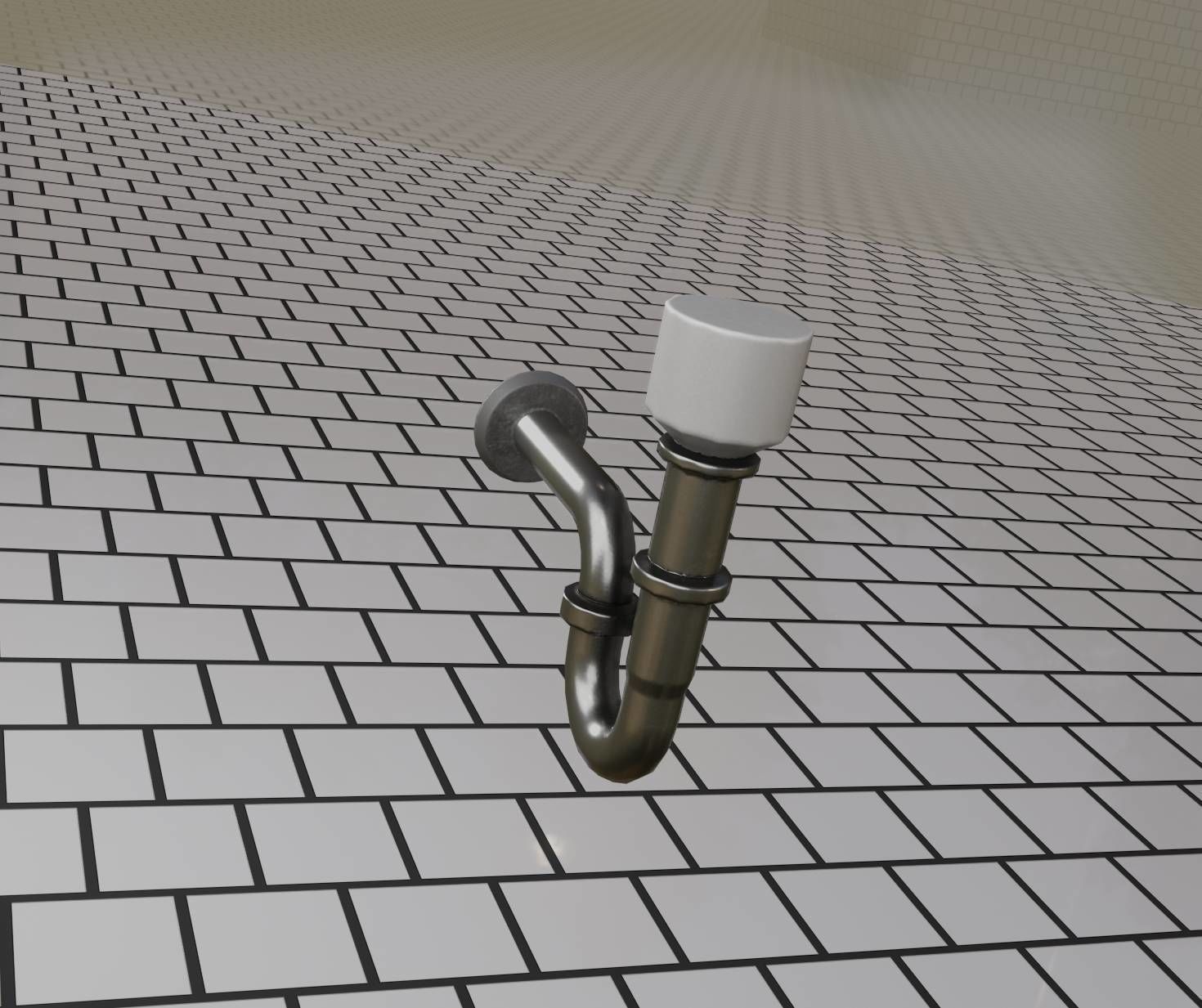 Metal Sink Siphon Low-poly 3D model_43