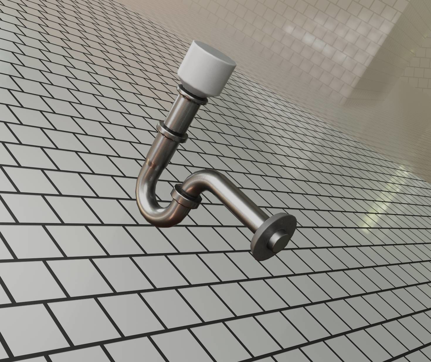 Metal Sink Siphon Low-poly 3D model_46