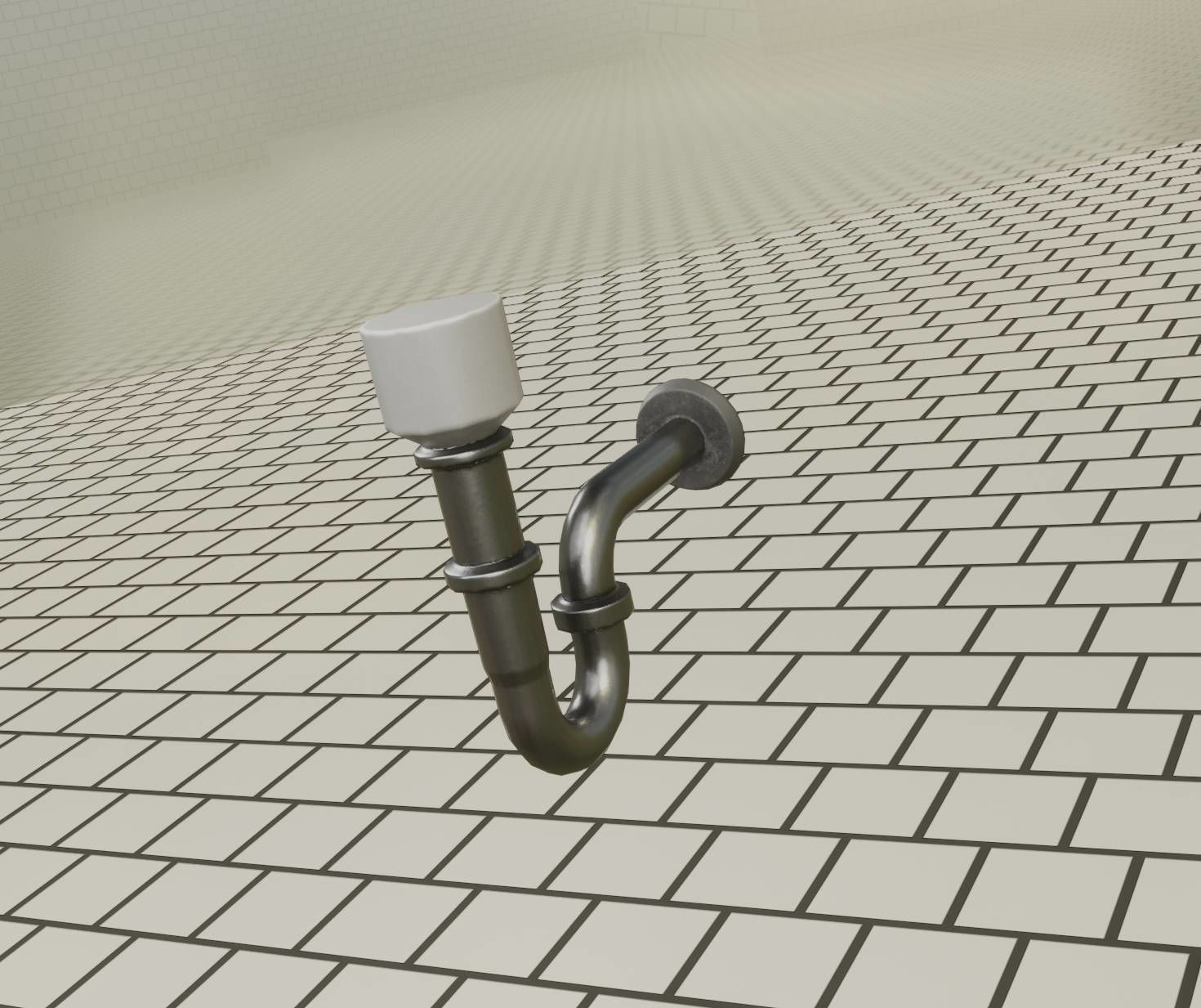 Metal Sink Siphon Low-poly 3D model_17